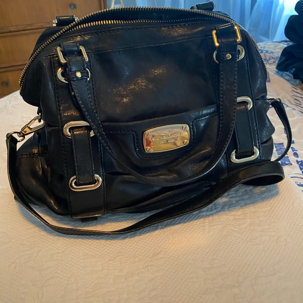Michael Kors Black Satchel with Gold Accents